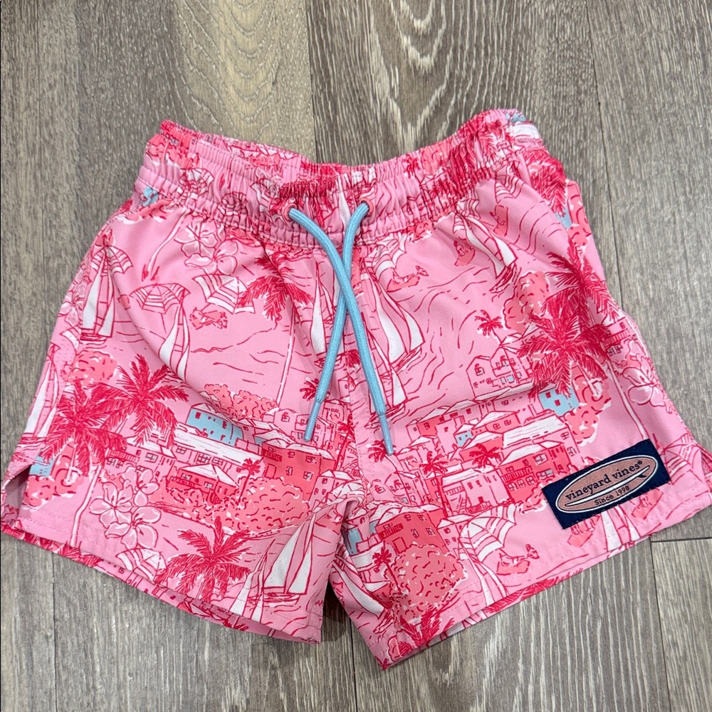 Toddler Vineyard Vines Pink Tropical Print swim Shorts